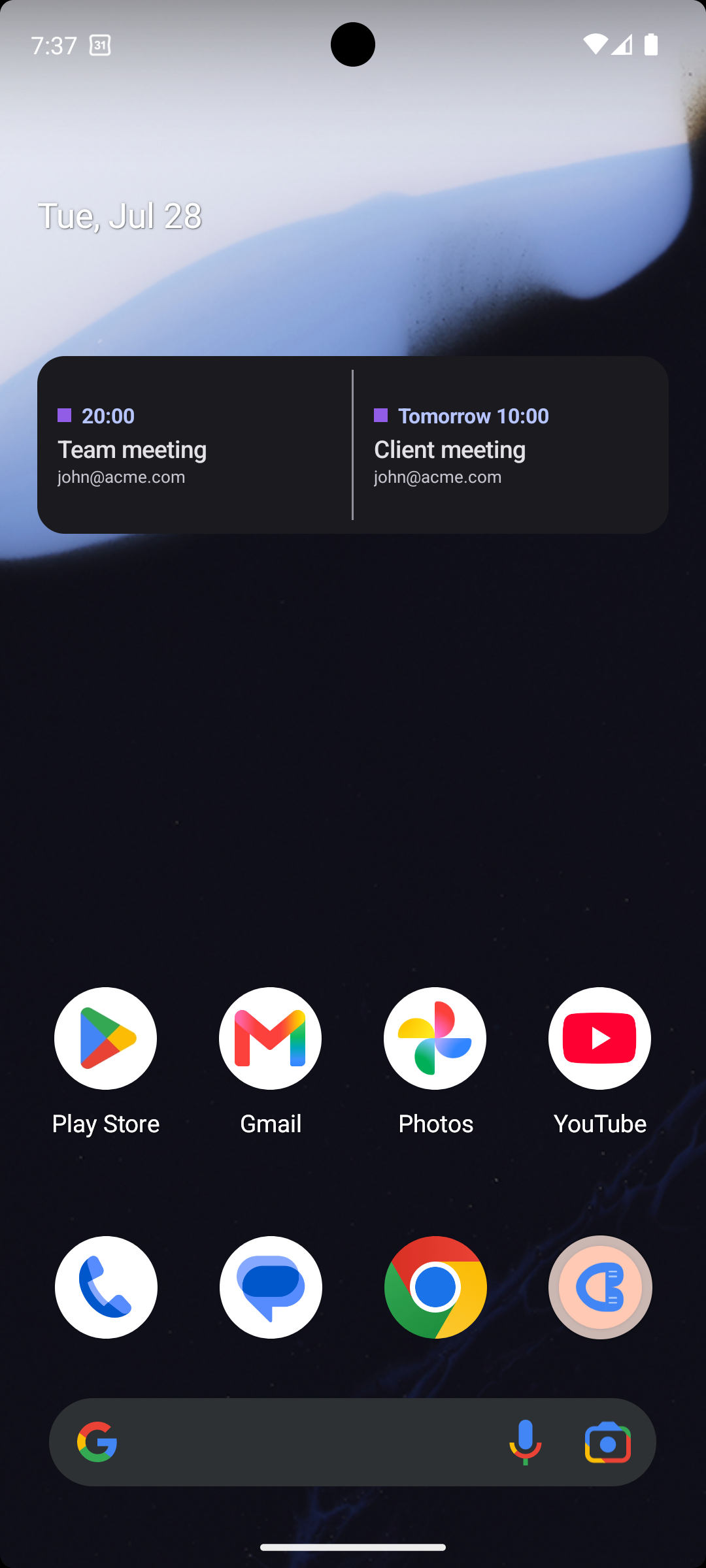 Calendarbuddy phone widget on home screen