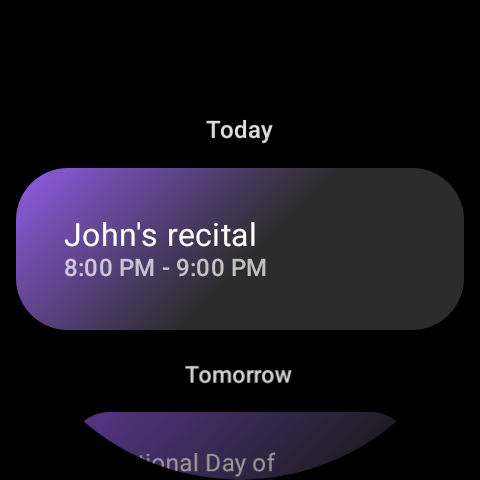 Watch events screen